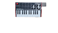 a midi keyboard with a red and black keyboard